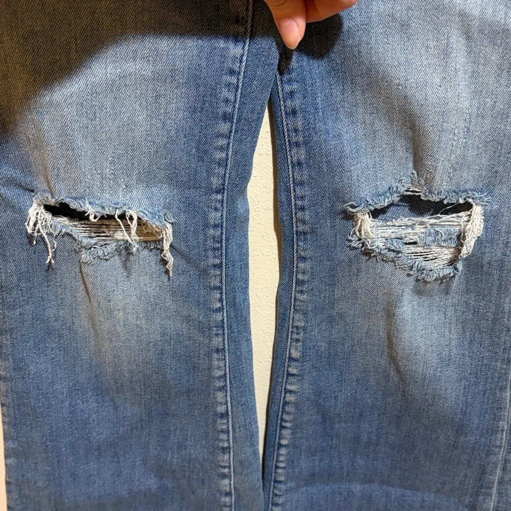 Pilcro Anthropologie The Icon High Waist Distressed Denim Flare Jeans Size 28 - Image 10