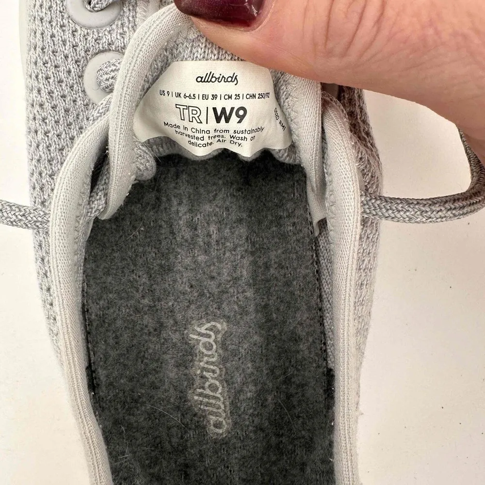 Allbirds Women's TR Trail Tree Runners Lace-Up Knit Grey Wool Sneakers Size 9 - Image 7