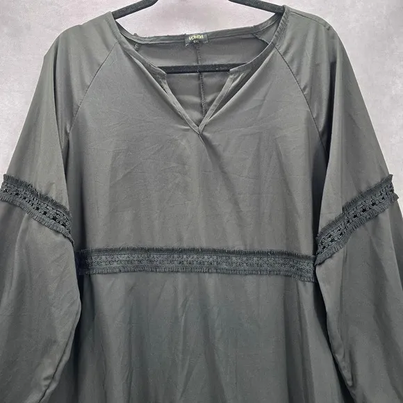 Vonda Black Boho Maxi‎ Fairy Grunge Lace Flowy Midi Tiered Flare Plus Dress 5XL Size 5X - Image 3