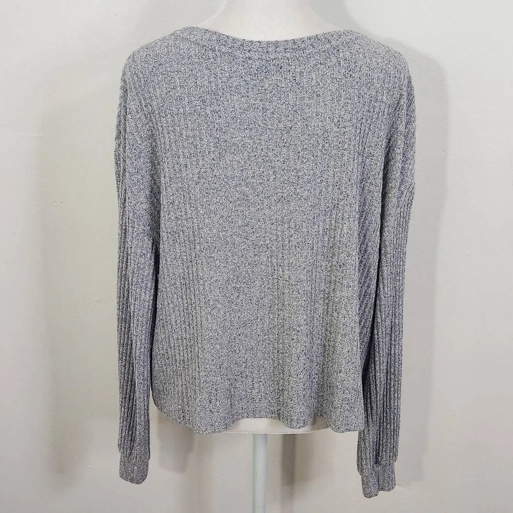 Verve Ami Heather Blue Knit Crop Top Size Medium Heather Blue Pullover Blue Top - Image 4