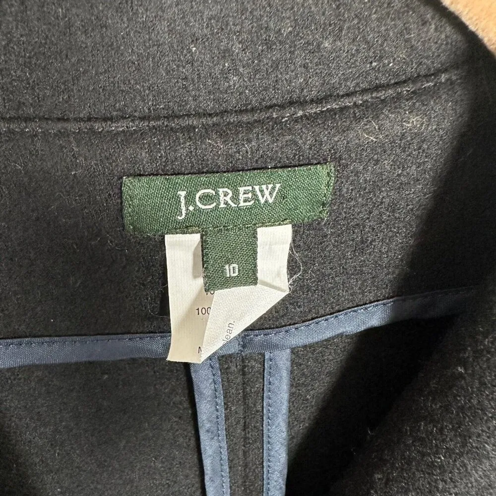 Womens J Crew Blazer Size 10 One Button Jacket Black Wool 2010 Long Sleeve Solid - Image 10