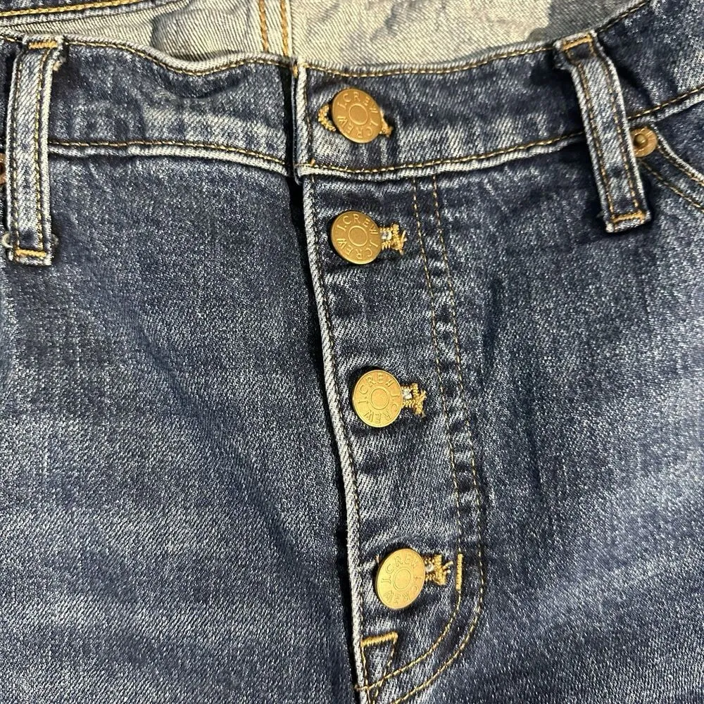 J Crew Mid Rise Flare Crop Jeans Button Fly Pockets Blue Denim Women’s Size 32T - Image 5