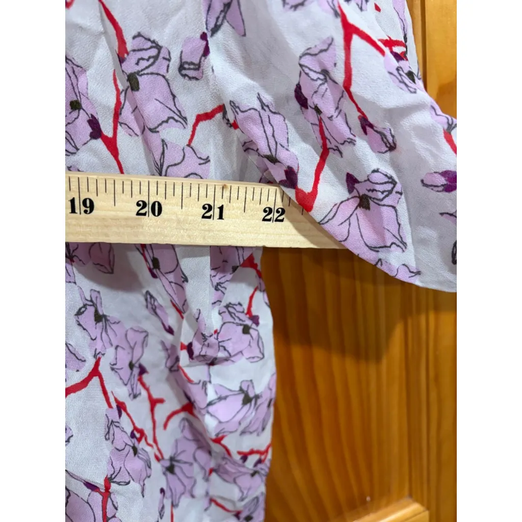 rag & bone Floral Print Oversized Sheer Button Front Blouse Top Small - Image 6