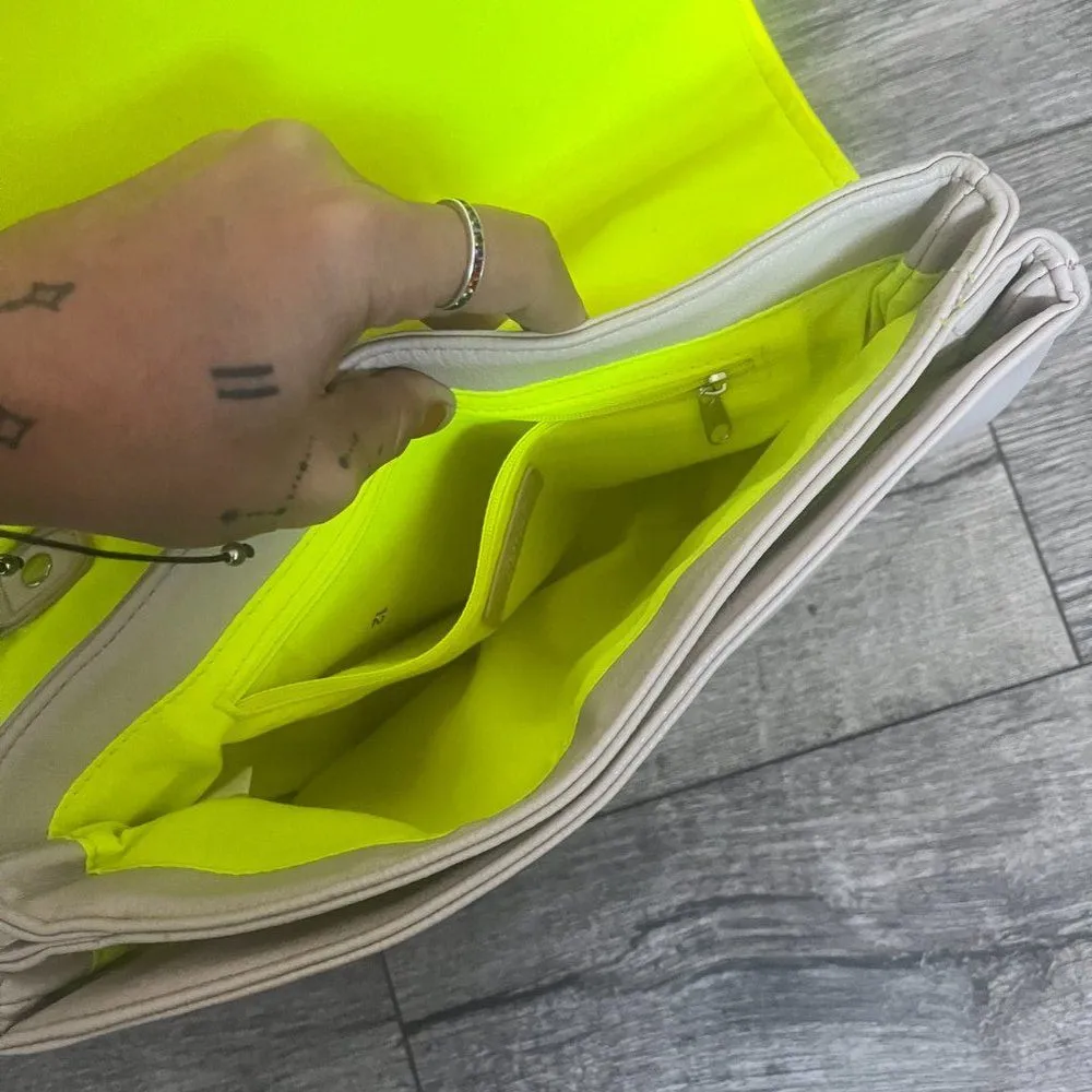 Yellow / Lime Green Neon and Grey Purse, Clutch, Pocketbook NWOT Pockets Inside - Image 4