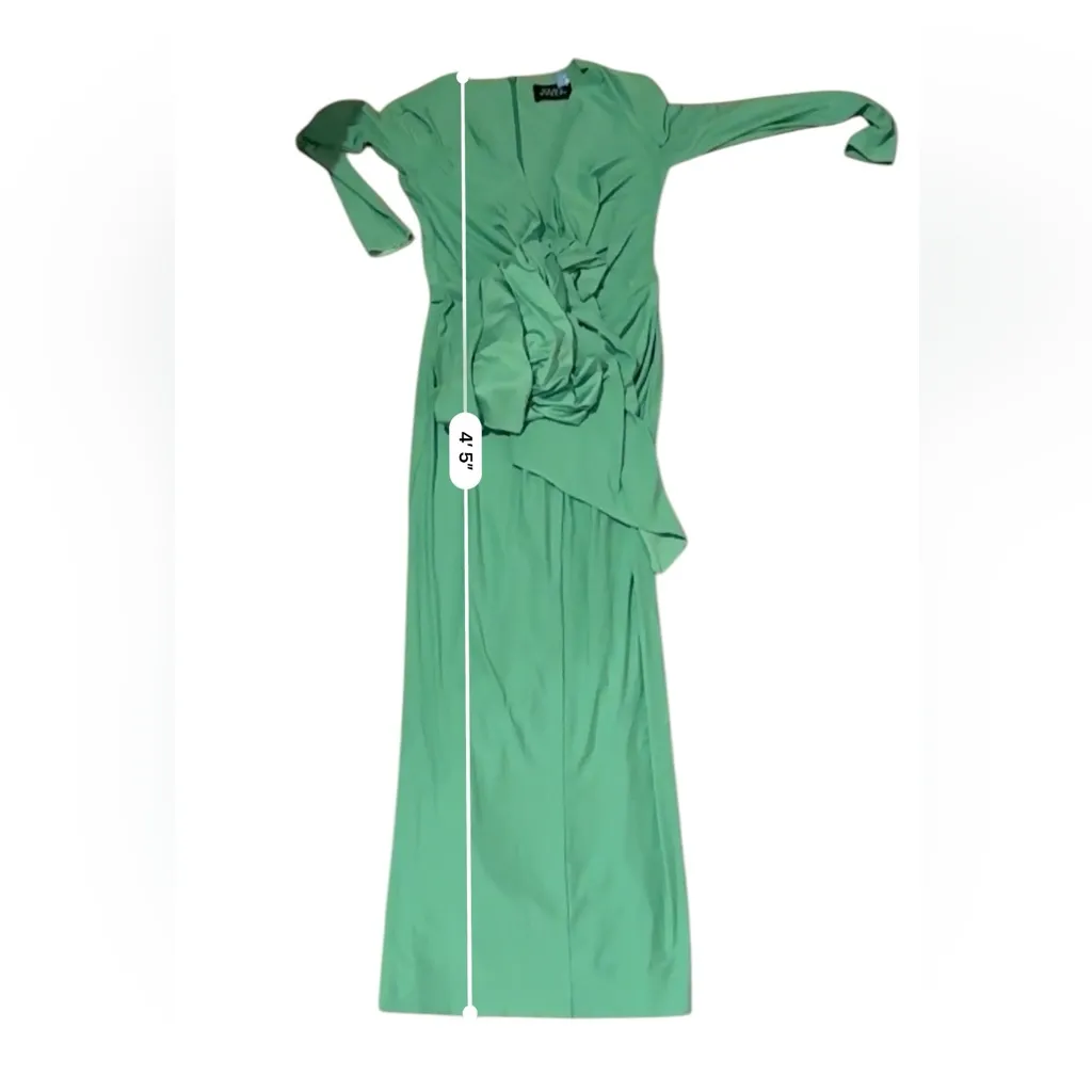 Solace London Lorena Midi Long Sleeve Draped Dress in Bright Green Sz 6 US‎ - Image 12