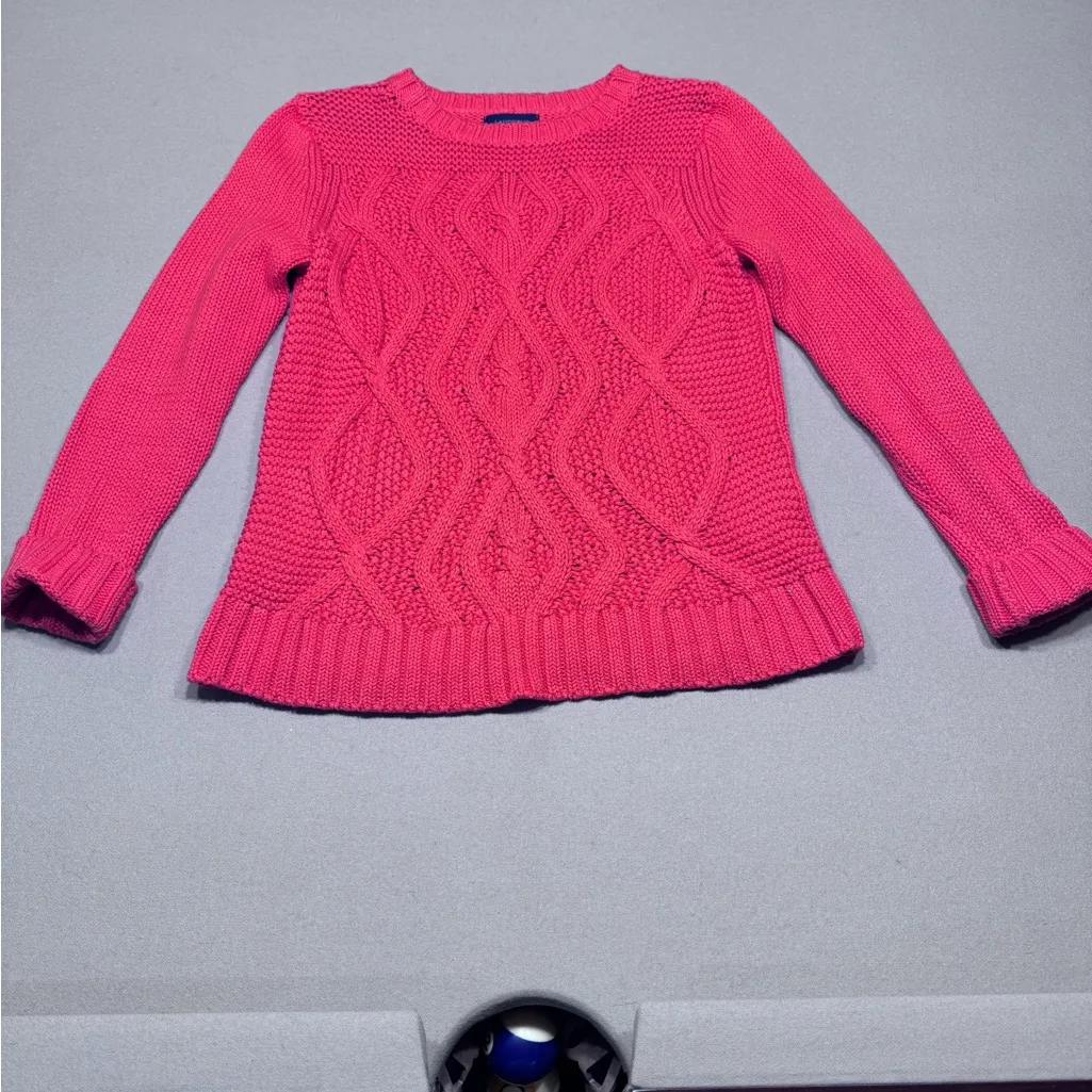 Lands' End Women's Vibrant Red Orange Drifter Cable Knit Sweater - Image 2