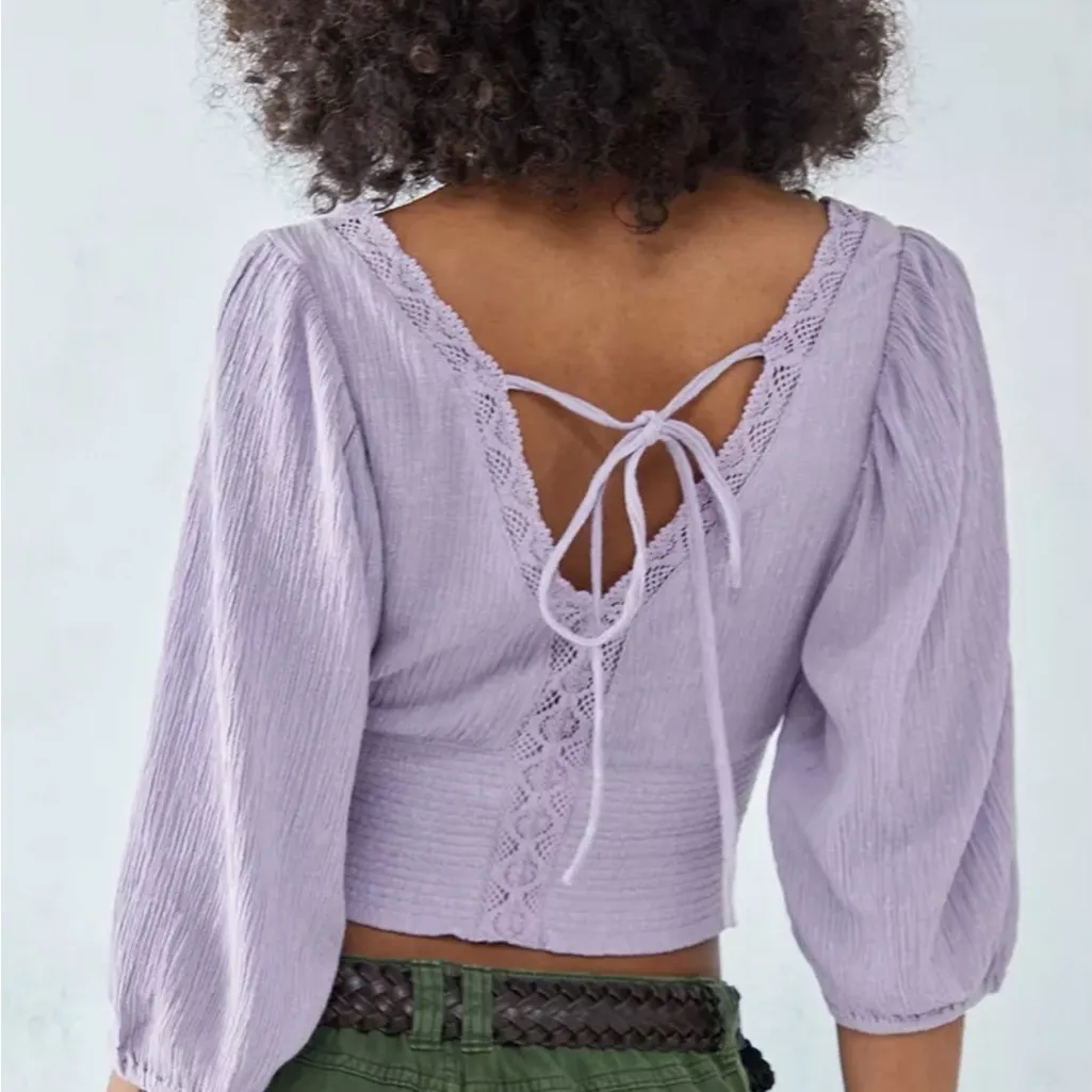 Ecote (urban outfitters) Lilac Blouse with Lace Detail size M - Image 2