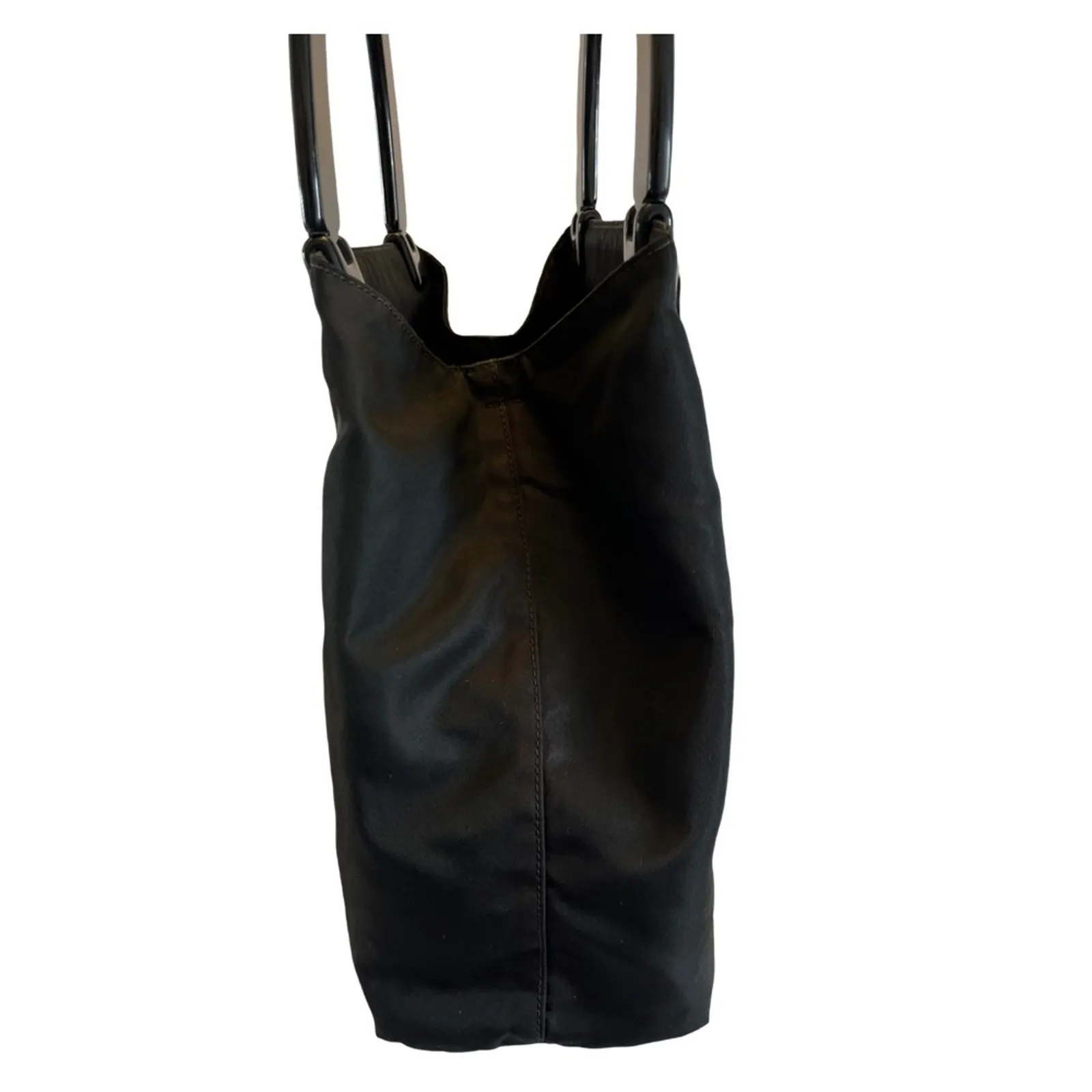 Prada Lucite Handle 90's Tote Black Nylon Made in Italy Minimalist Icon Vintage - Image 4