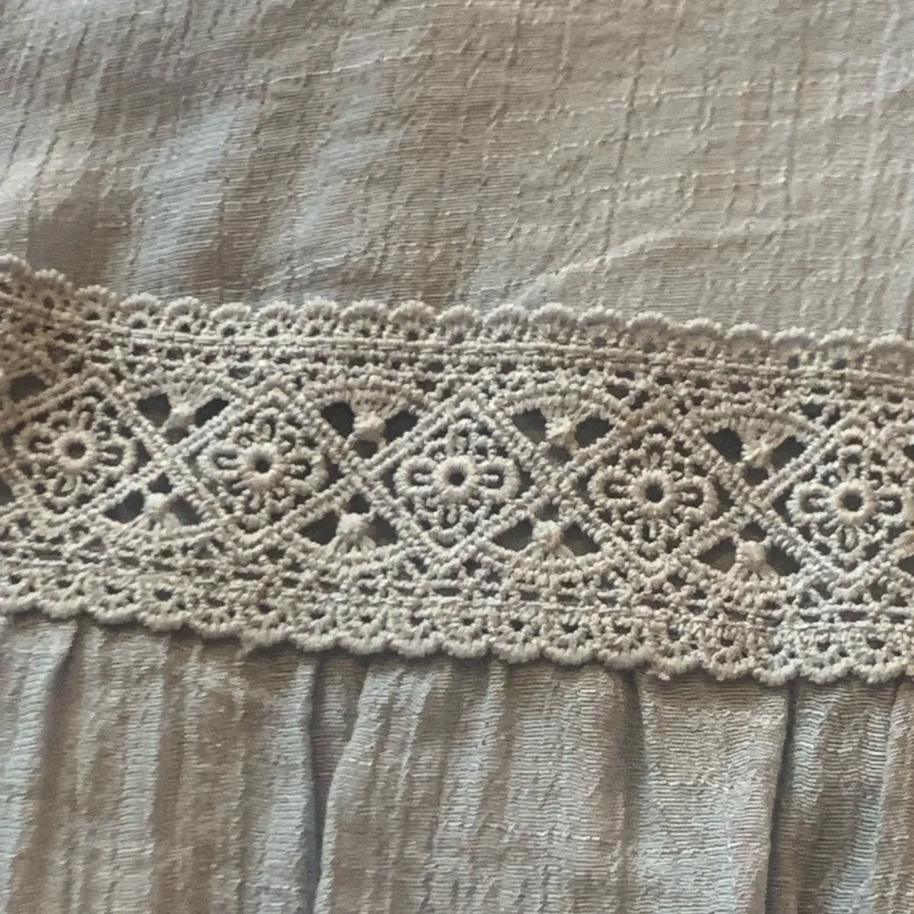 Naïf Dress Medium Blue Ruffle neck Crochet details Lined Bohemian flutter sleeve - Image 8