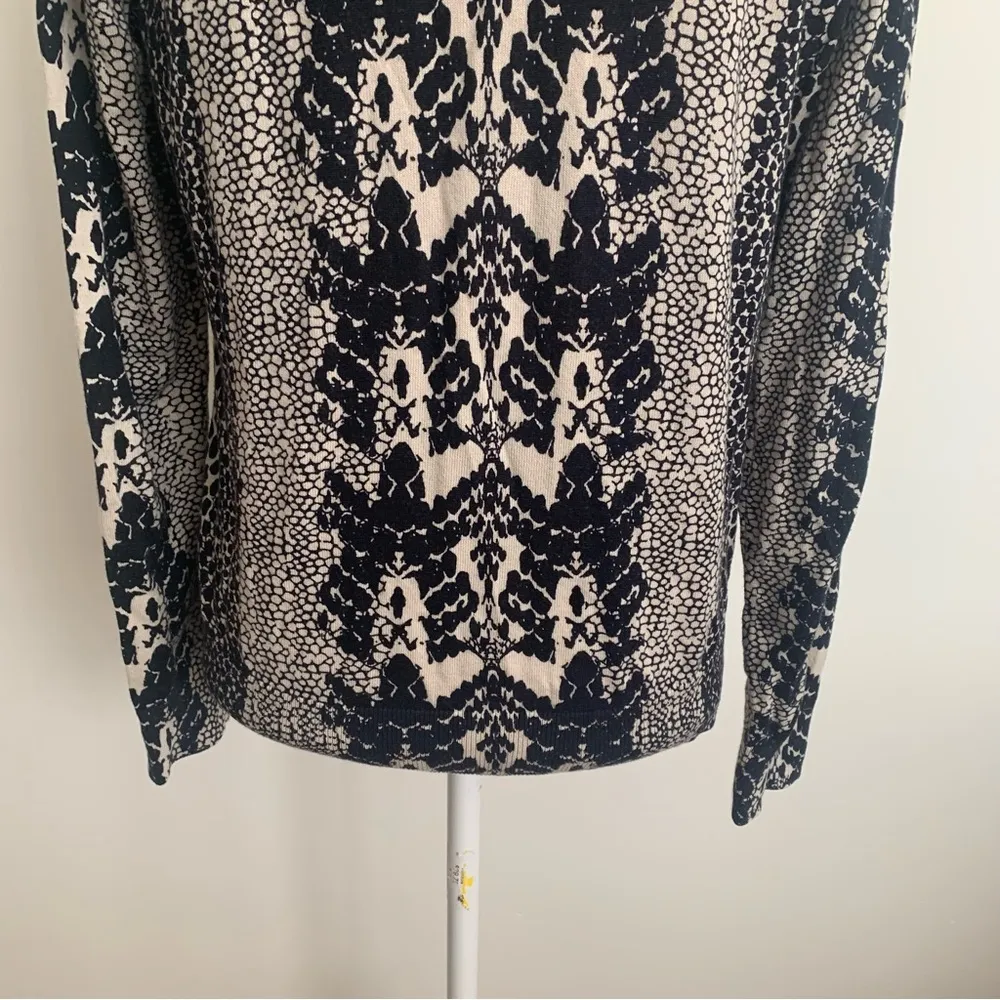 Talbots Black Tan Animal Print Crew Neck Button Cardigan Size M - Image 10