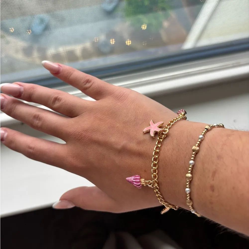 Gold and Pink Seashell Charm Bracelet - Image 3