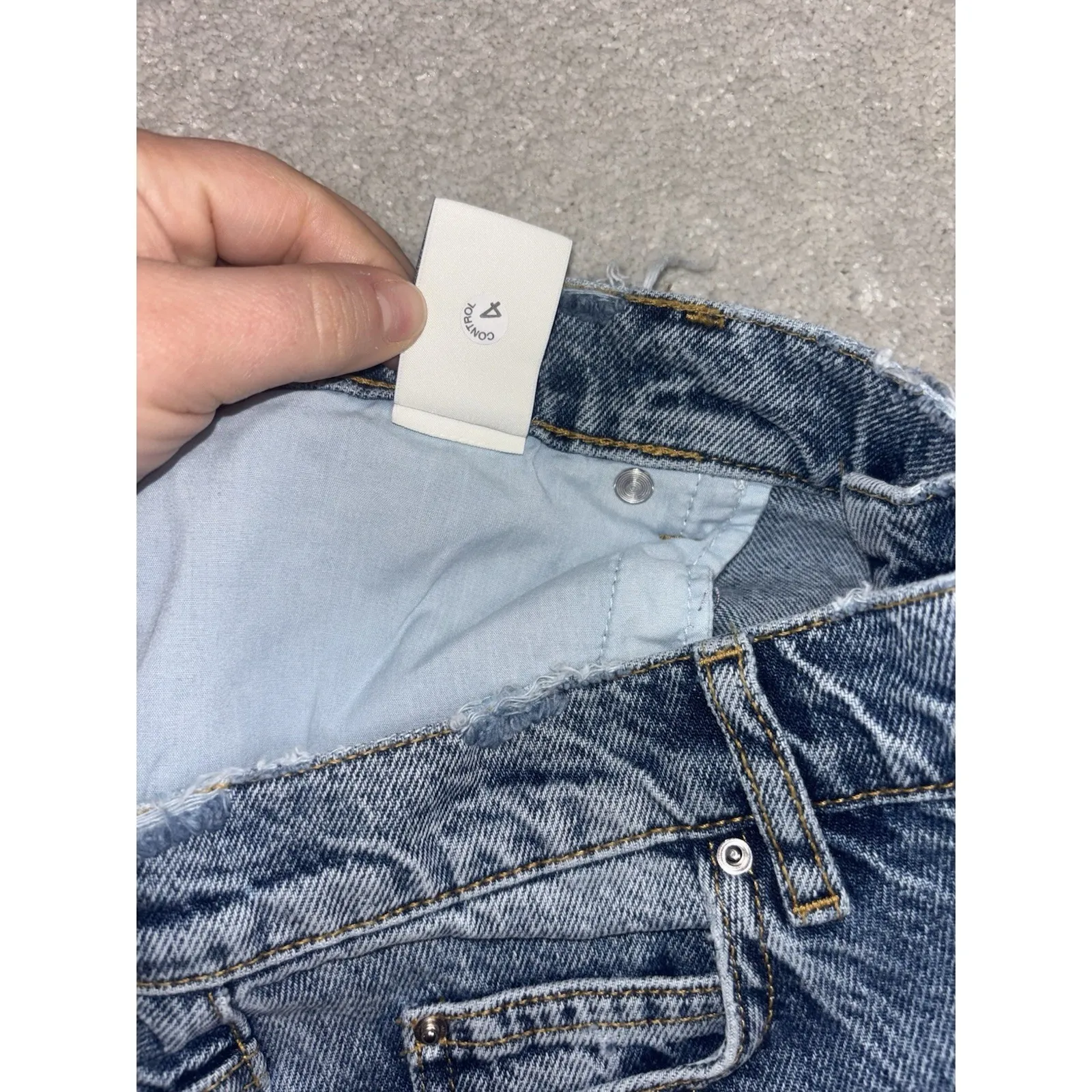 womens khy jeans 30 classis straight leg jeans fray raw hemmed wash high rise Blue - Image 6