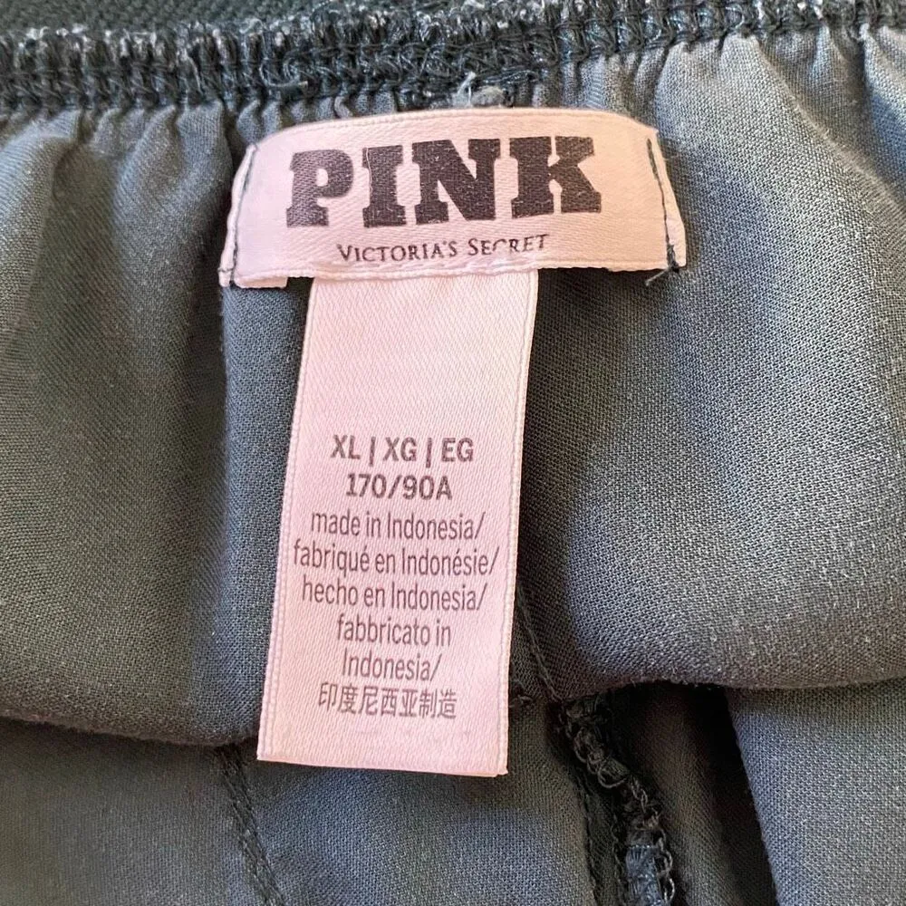 Victoria’s Secret PINK Satin Pajama Shorts Green XL | Rhinestone Logo - Image 3
