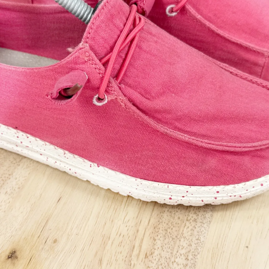 Hey Dude Wendy Canvas Slip On Loafer Shoes Coral Red Womens Size 7 - Image 7