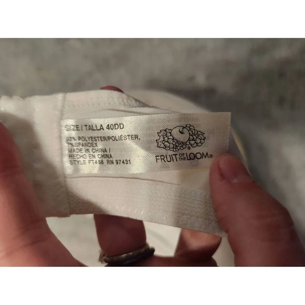 Fruit of the Loom Size 40DD Wireless T-shirt Bra White - Image 3