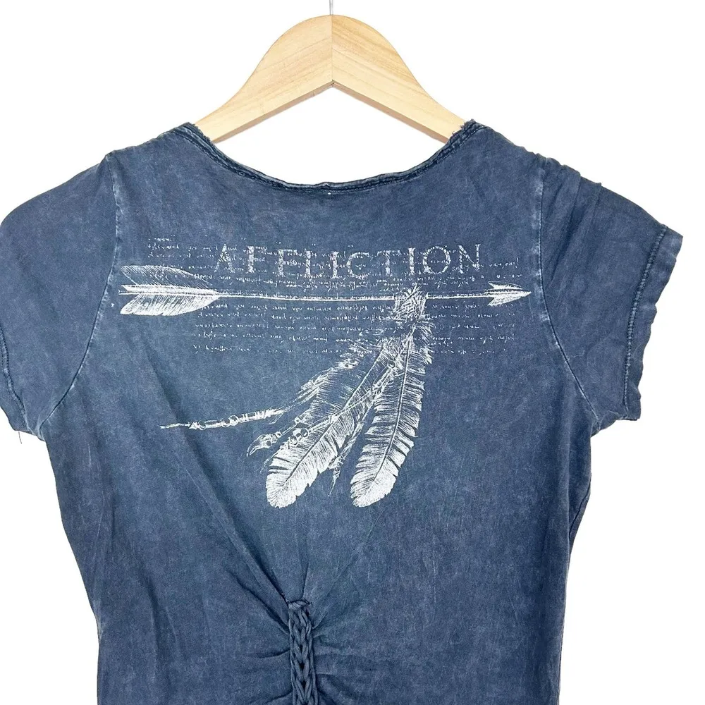 Affliction Gray Distressed Short Sleeve T Shirt Sz M - Image 5