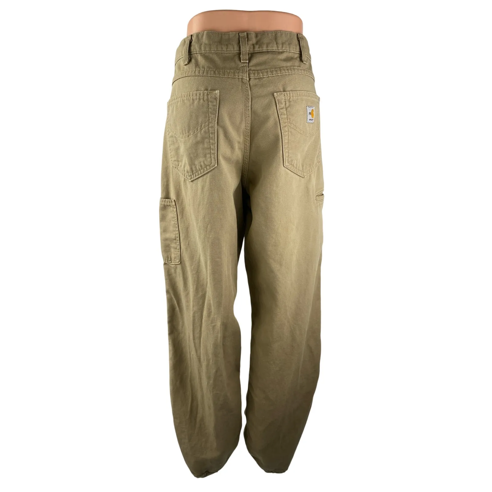 Carhartt Khaki High Rise Barrel Carrot Baggy Wide Leg Denim Jeans Pants Sz 34/36 - Image 2