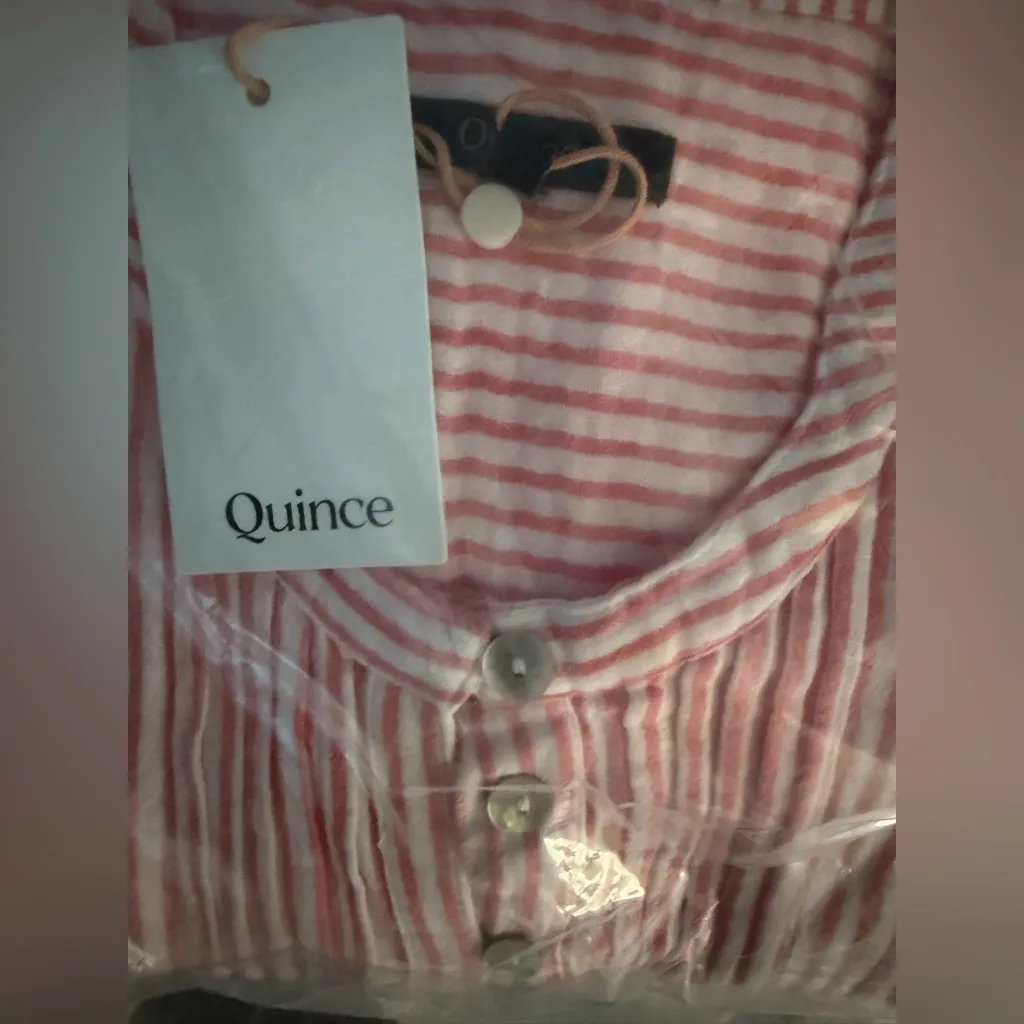 NWT Quince 100% Organic Cotton Gauze Sleeveless Swing Dress Stripe Coral Sz S - Image 8