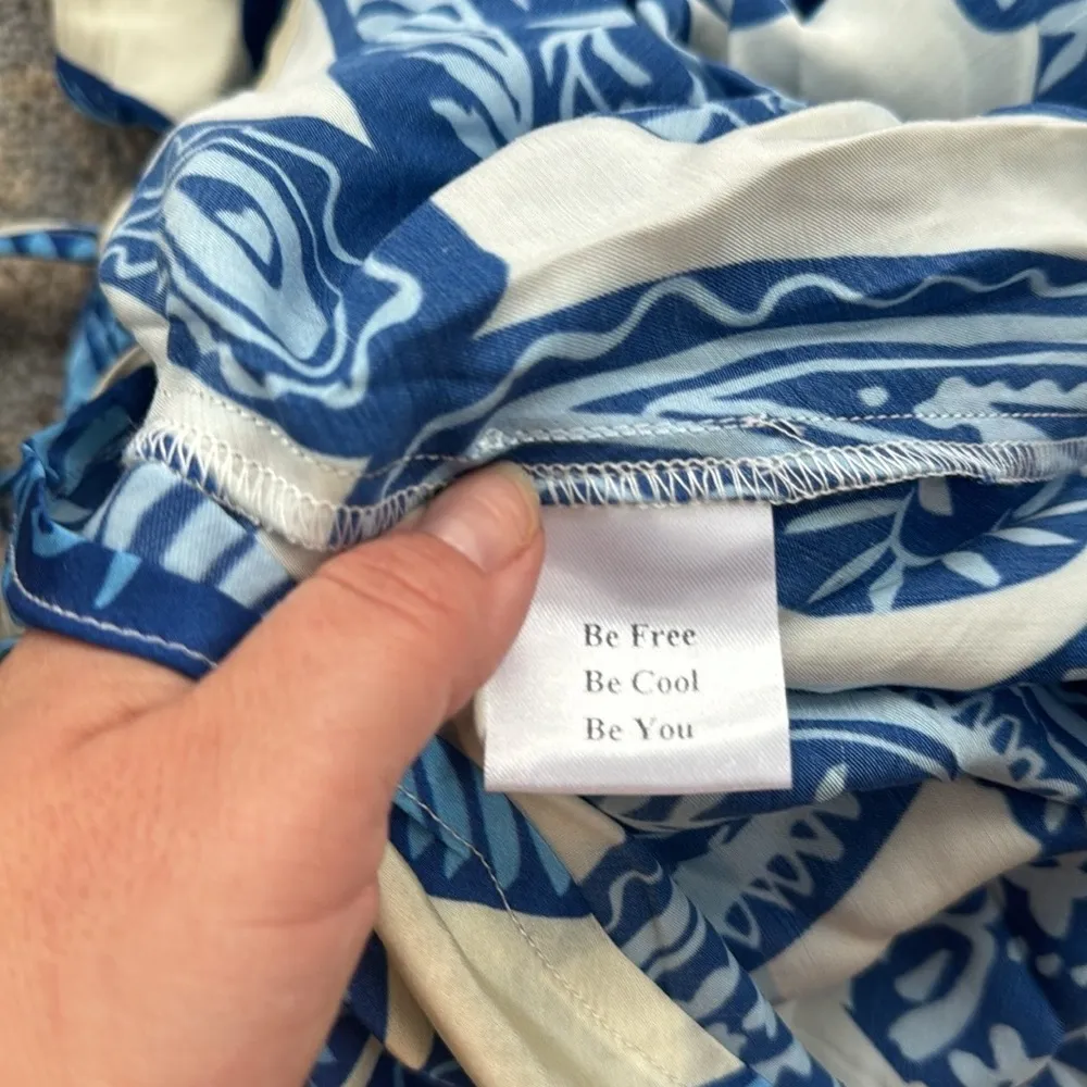 Verge Girl VRG GRL Satin Halter Maxi Dress Paisley White Blue 6 - Image 8