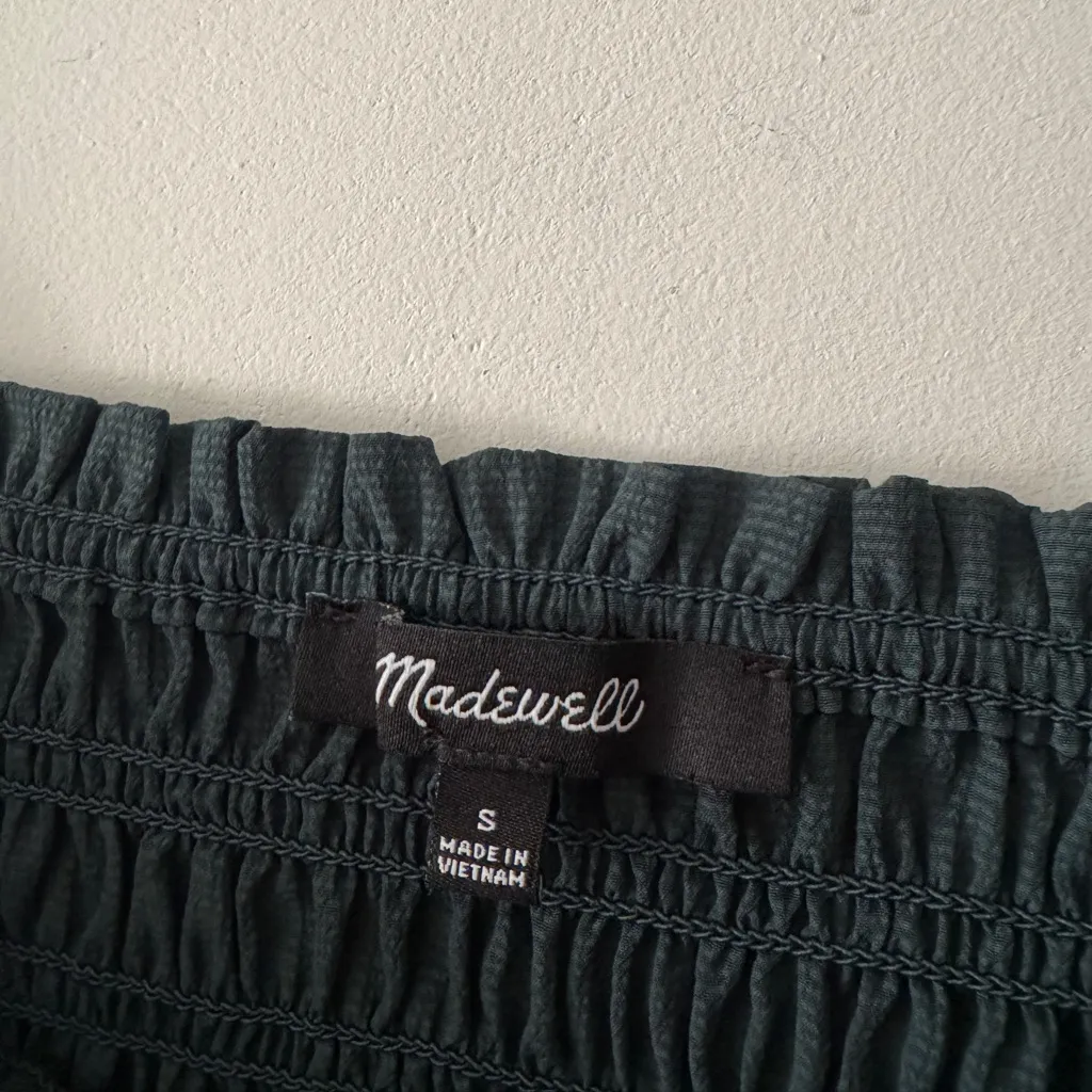 Madewell Emerald Green Lucie Bubble-Sleeve Smocked Top Smocked Puff Sleeve - Image 7