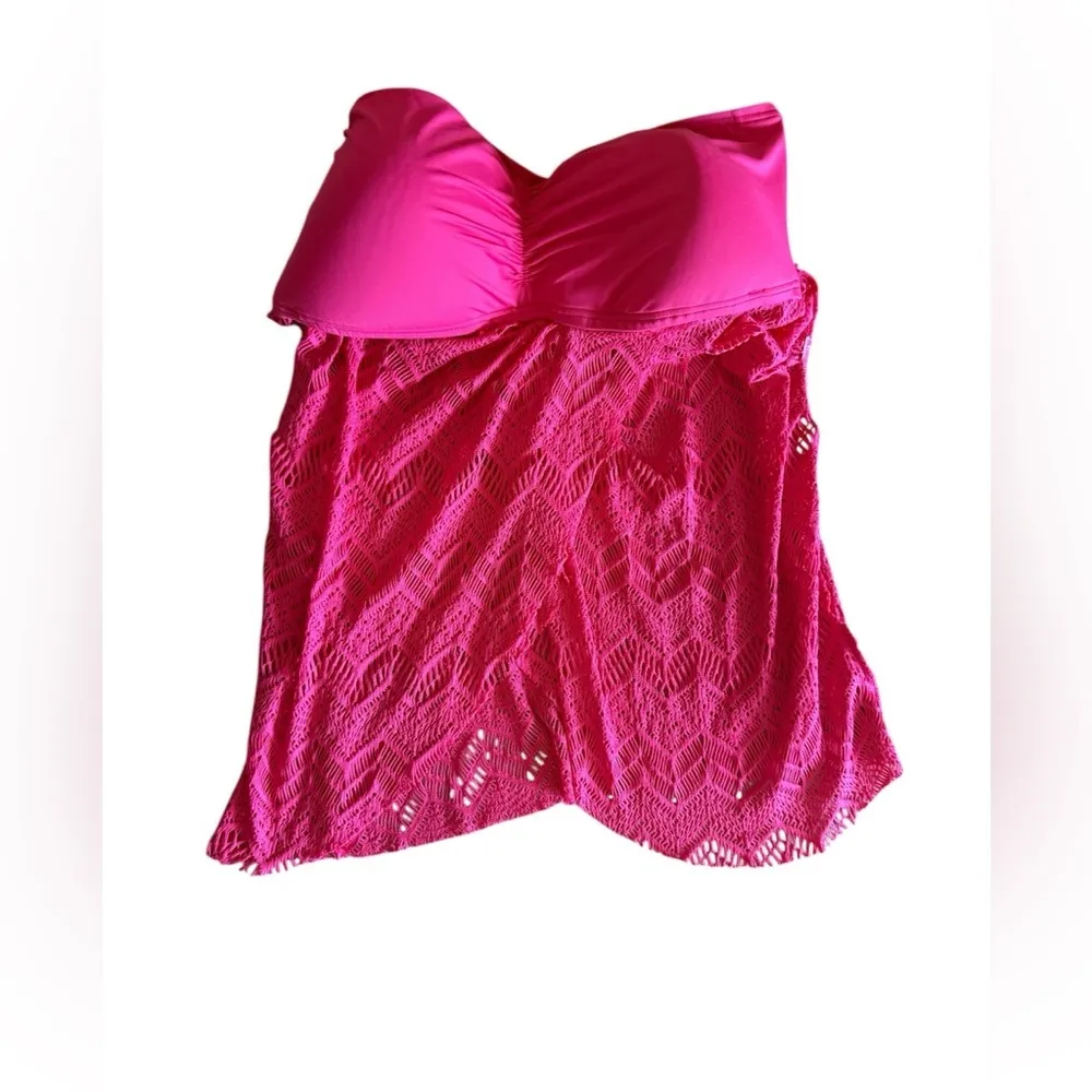 Vince Camuto Dragon Fruit Crochet Draped Tankini M - Image 3