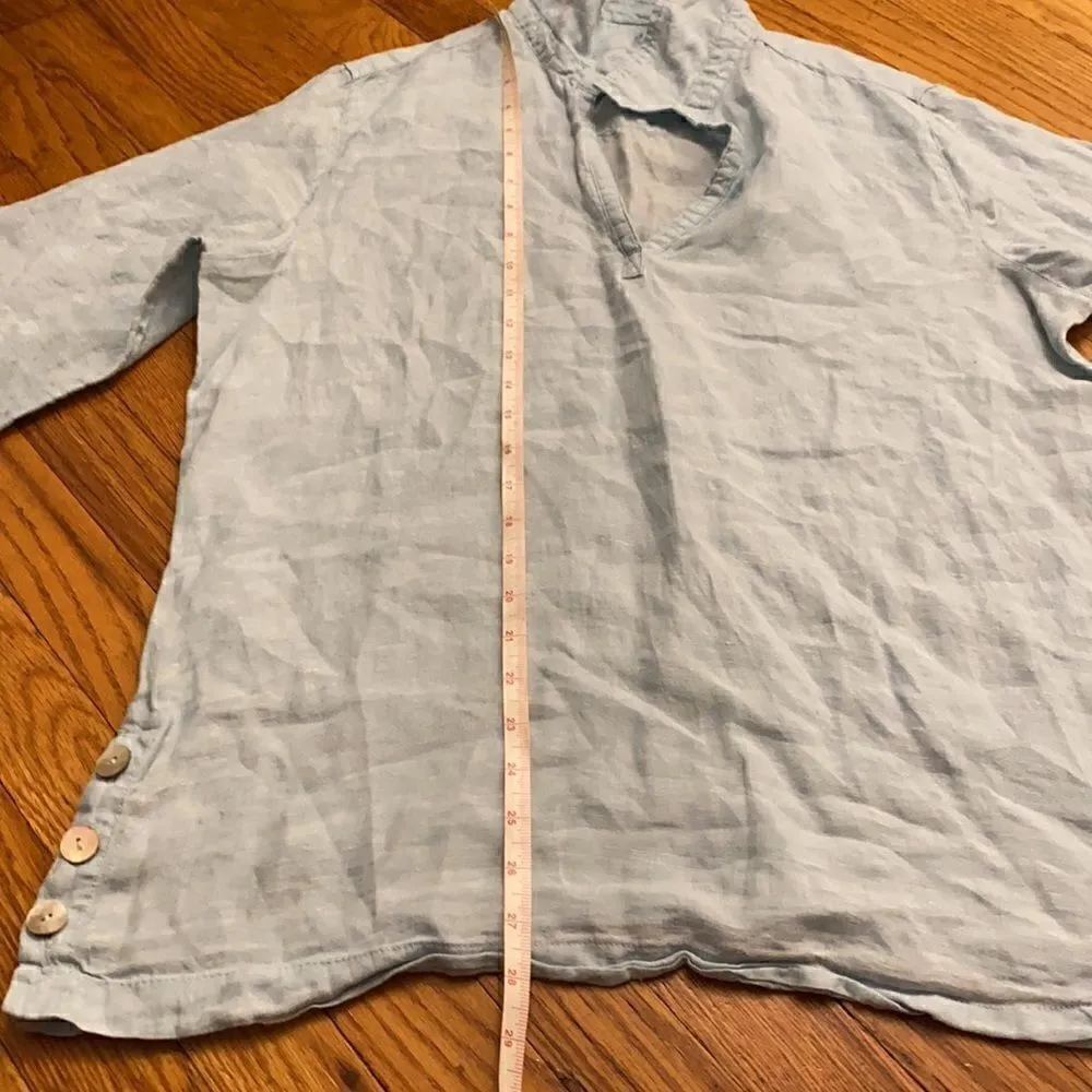 St tropes side buttons linen shirt L - Image 8