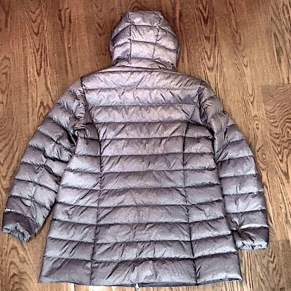 EDDIE BAUER Women's Charcoal Grey Quilted Down Hooded Parka 650 Size XXL - Image 5