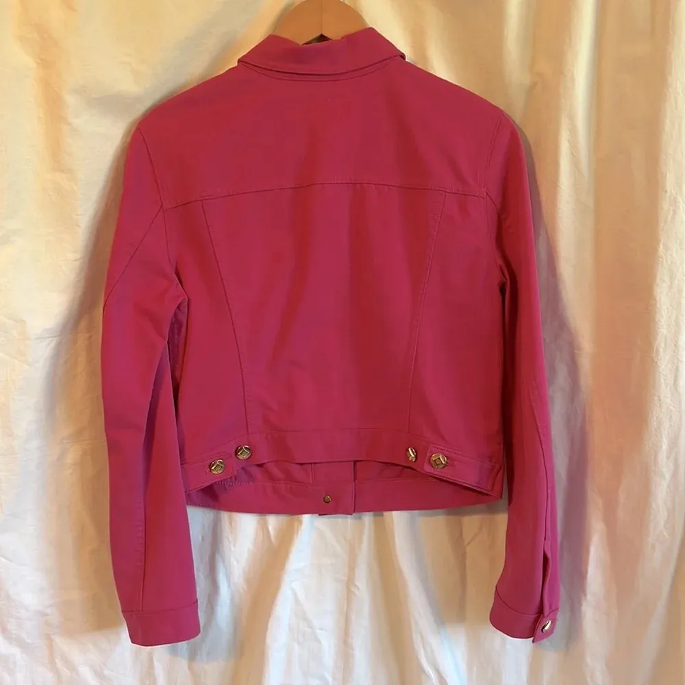 MCM Vintage 90s Barbiecore Denim Style Jacket with Gold Hardware - Image 6