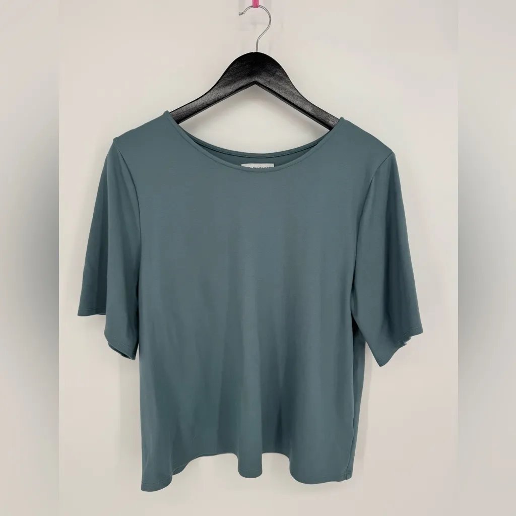 Ripley Radar Sea Blue Ponte Knit Short Sleeve Top Extended XL Soft Casual Lounge - Image 3