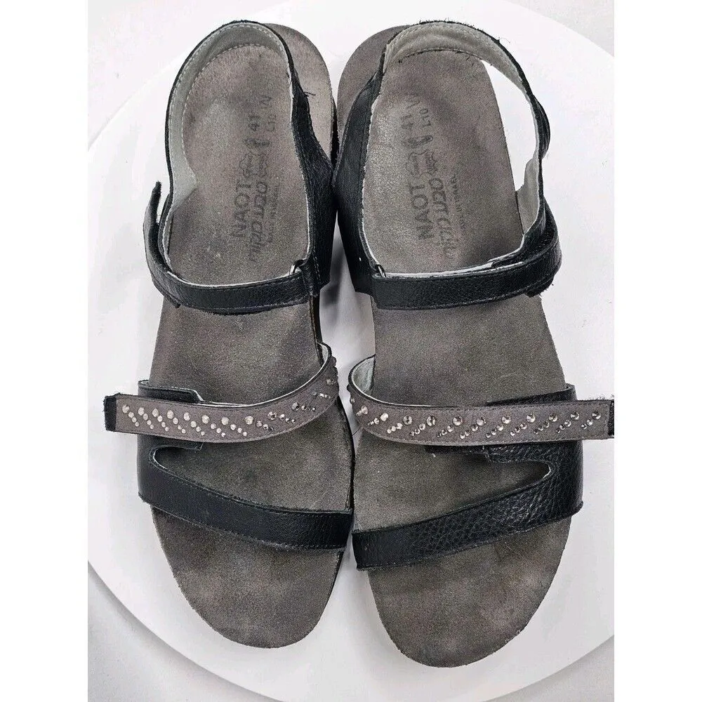 NAOT Kendall Wedge Sandals Ankle Straps Rhinestones Black Women Size EU 41/US 10 - Image 7