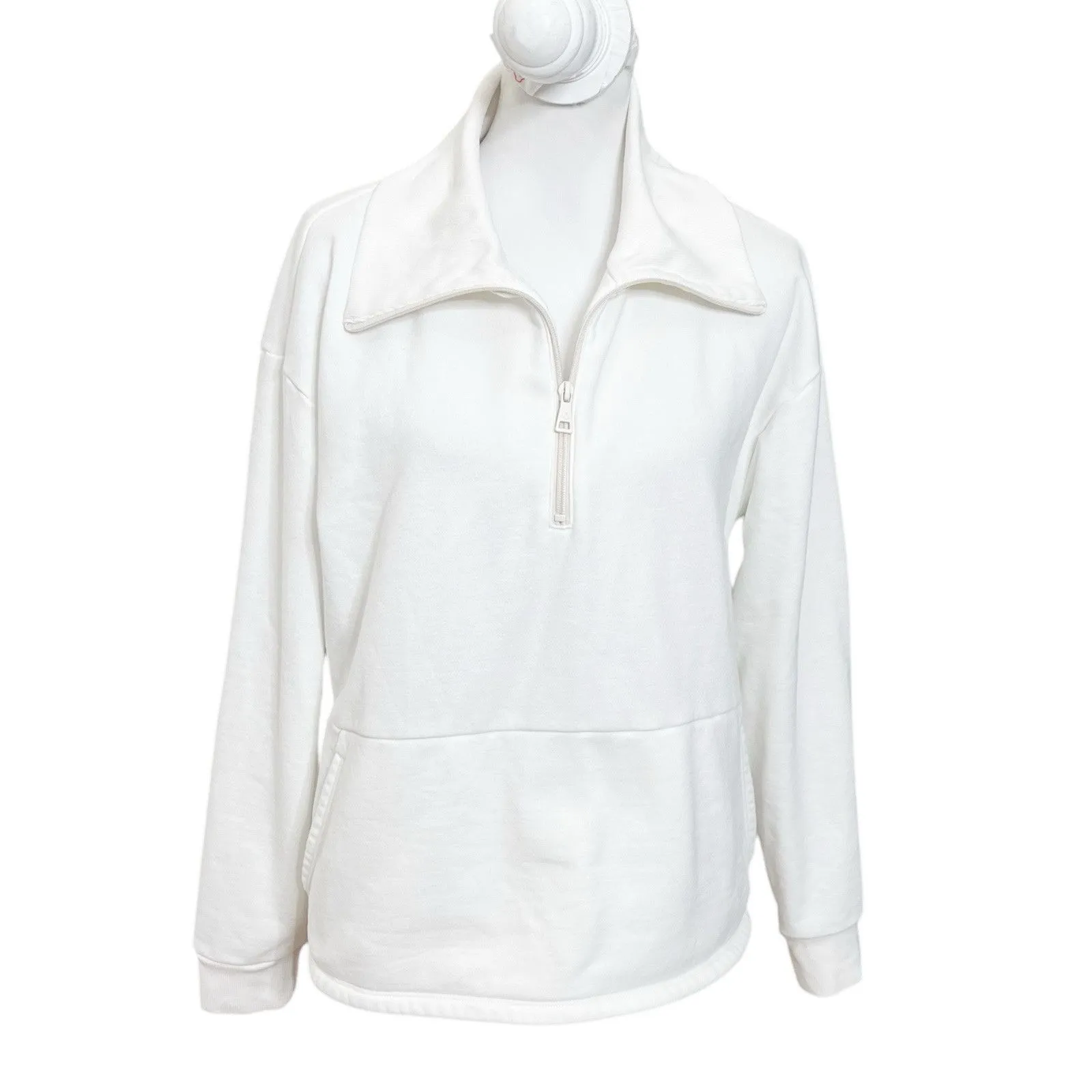 Beyond Yoga Trek Fleece Pullover Women’s Size Medium White Half Zip Sweatshirt - Image 2