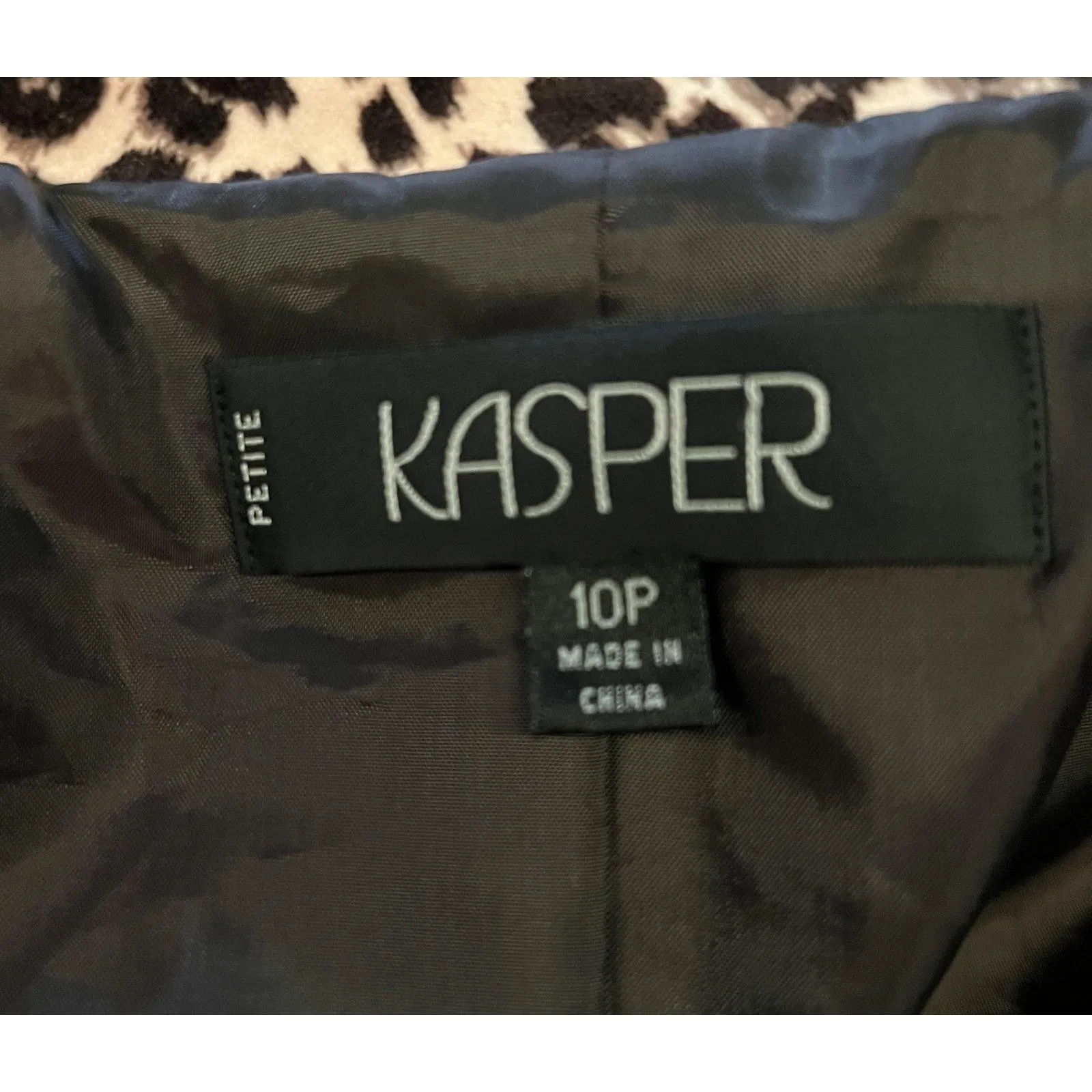 Kasper Blazer Womens 10P Leopard Animal Print Single Button Jacket Petite Brown - Image 7