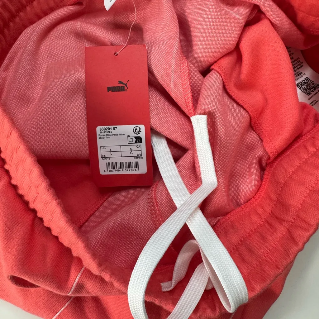 Puma Ferrari Race Motorsport Women's Pants Large NWT Peach Frost Pink - Image 7
