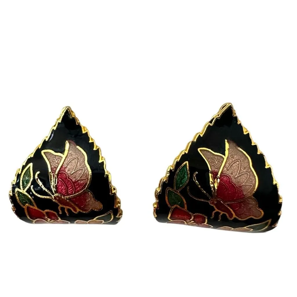 Vintage Cloisonné Butterfly Floral Clip - Image 6