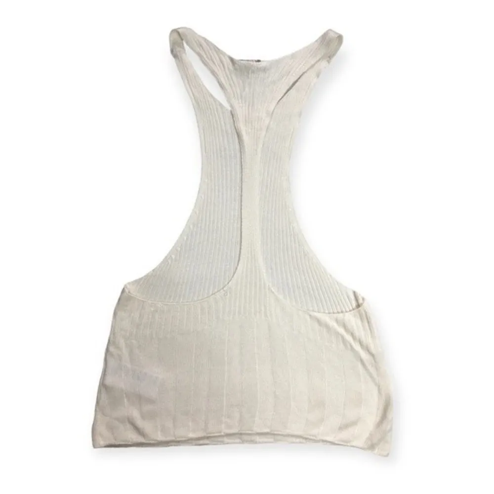 Free People Intimately Creme Ribbed Knit Racerback Tank Top - Image 2
