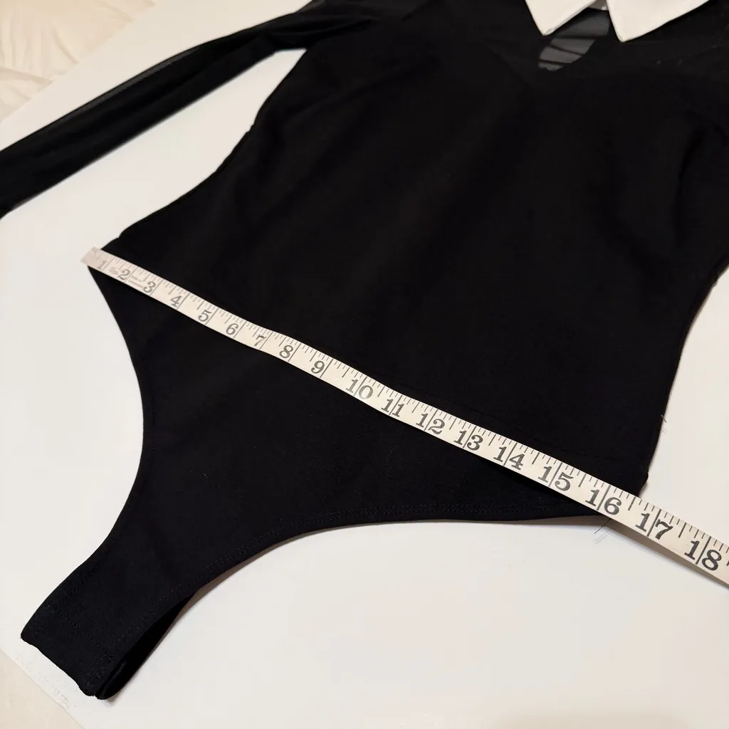 Lulu’s Confident Essence Black and White Mesh Long Sleeve Bodysuit sz L, NWT - Image 12