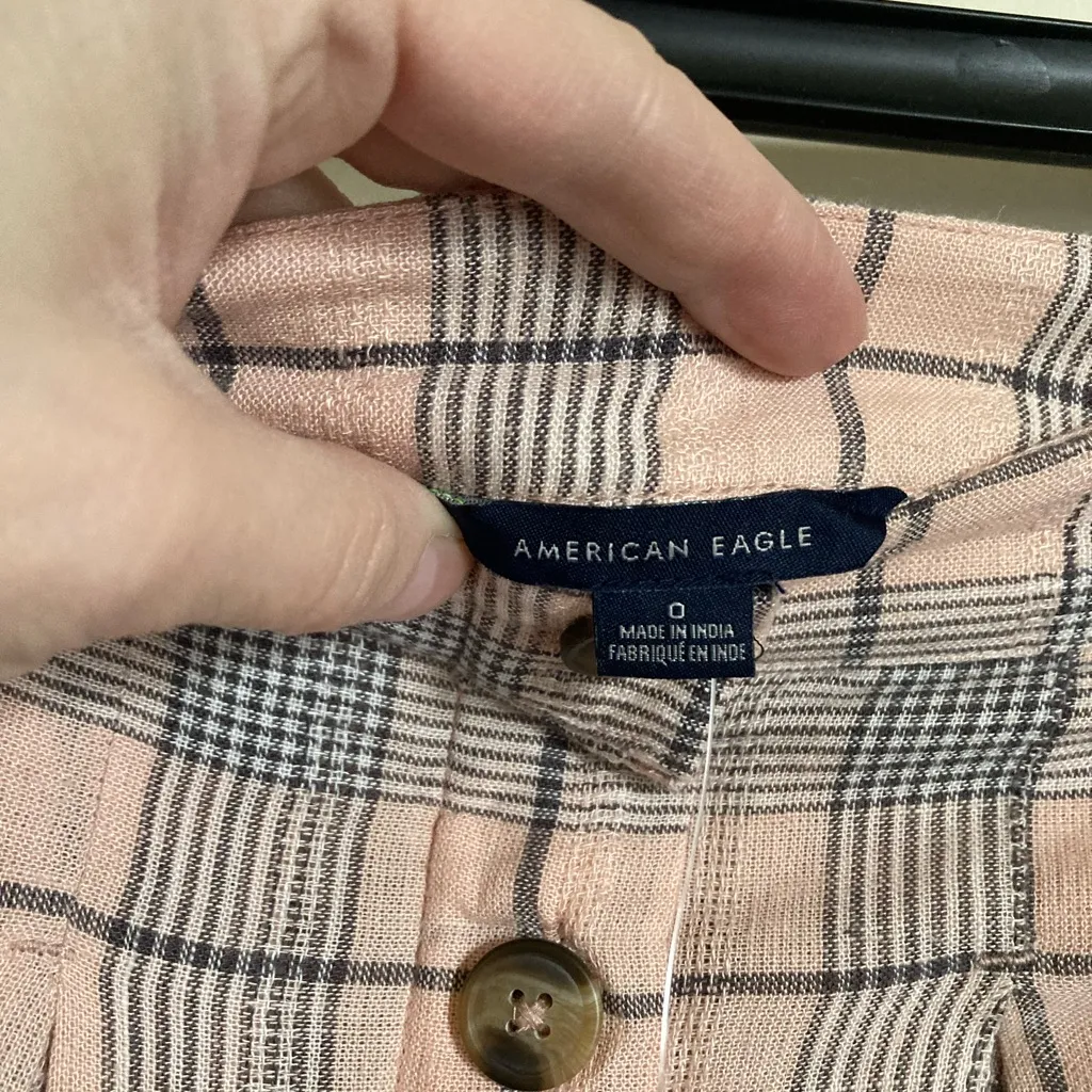 American Eagle New Pink Plaid Y2K Button Down Preppy Mini Skirt #O - Image 2