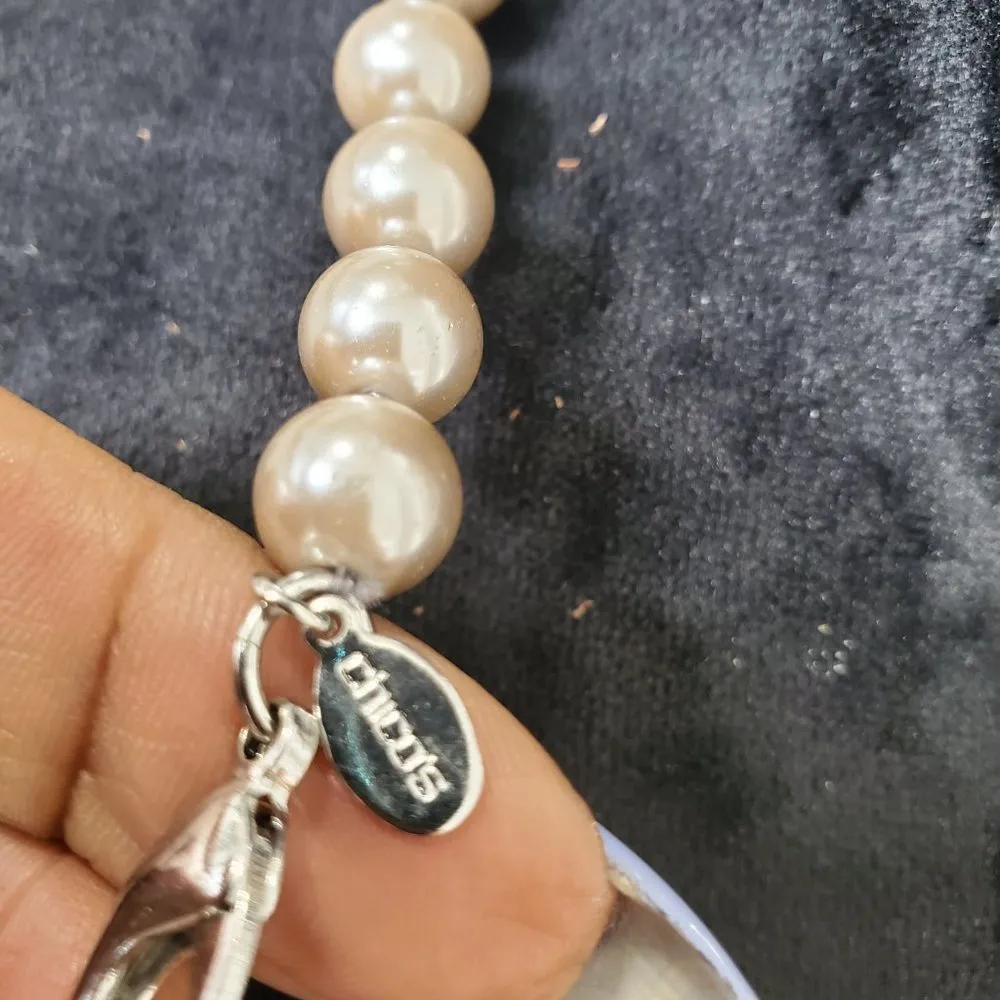 Chicos Womens Beige Plain Round Pearl  with Lobster Clasp Charm Necklace - Image 7