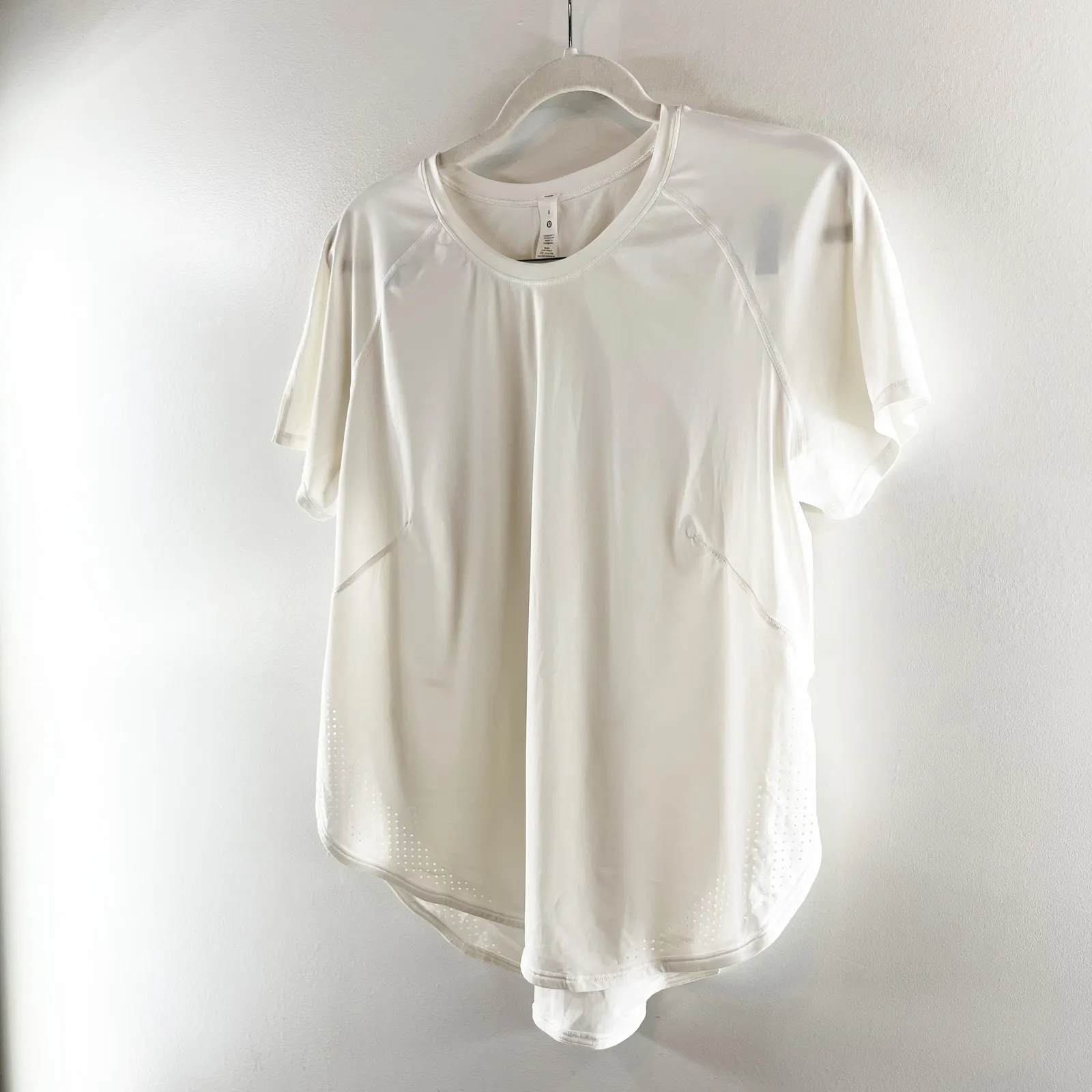 Lululemon UVP Run Short Sleeve High Neck Mesh Trim Running T-Shirt White 8 - Image 5