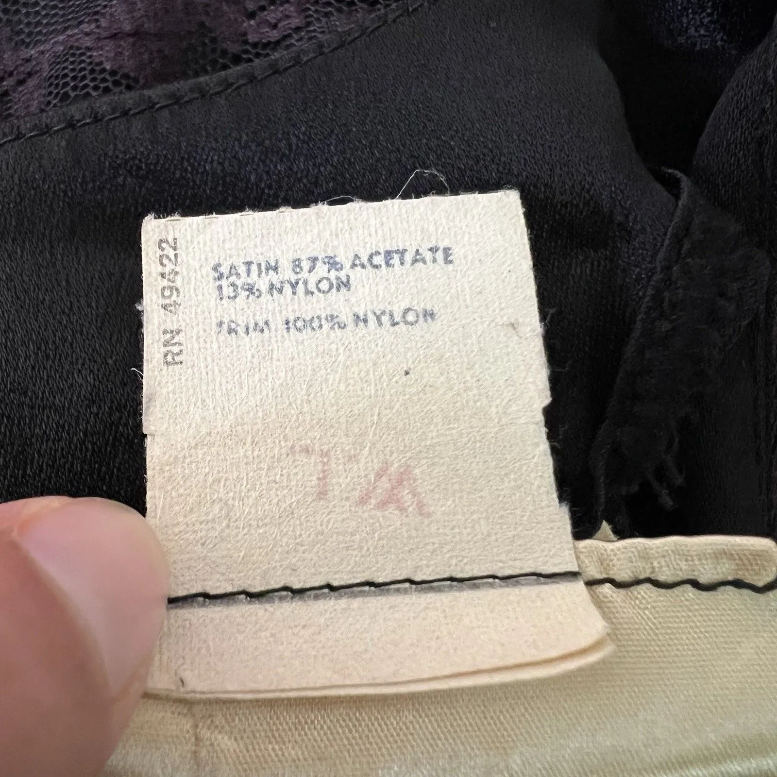 Vintage Jessicas Gunnies Blouse Size 11 Black Purple Satin Lace Button Down Goth - Image 8