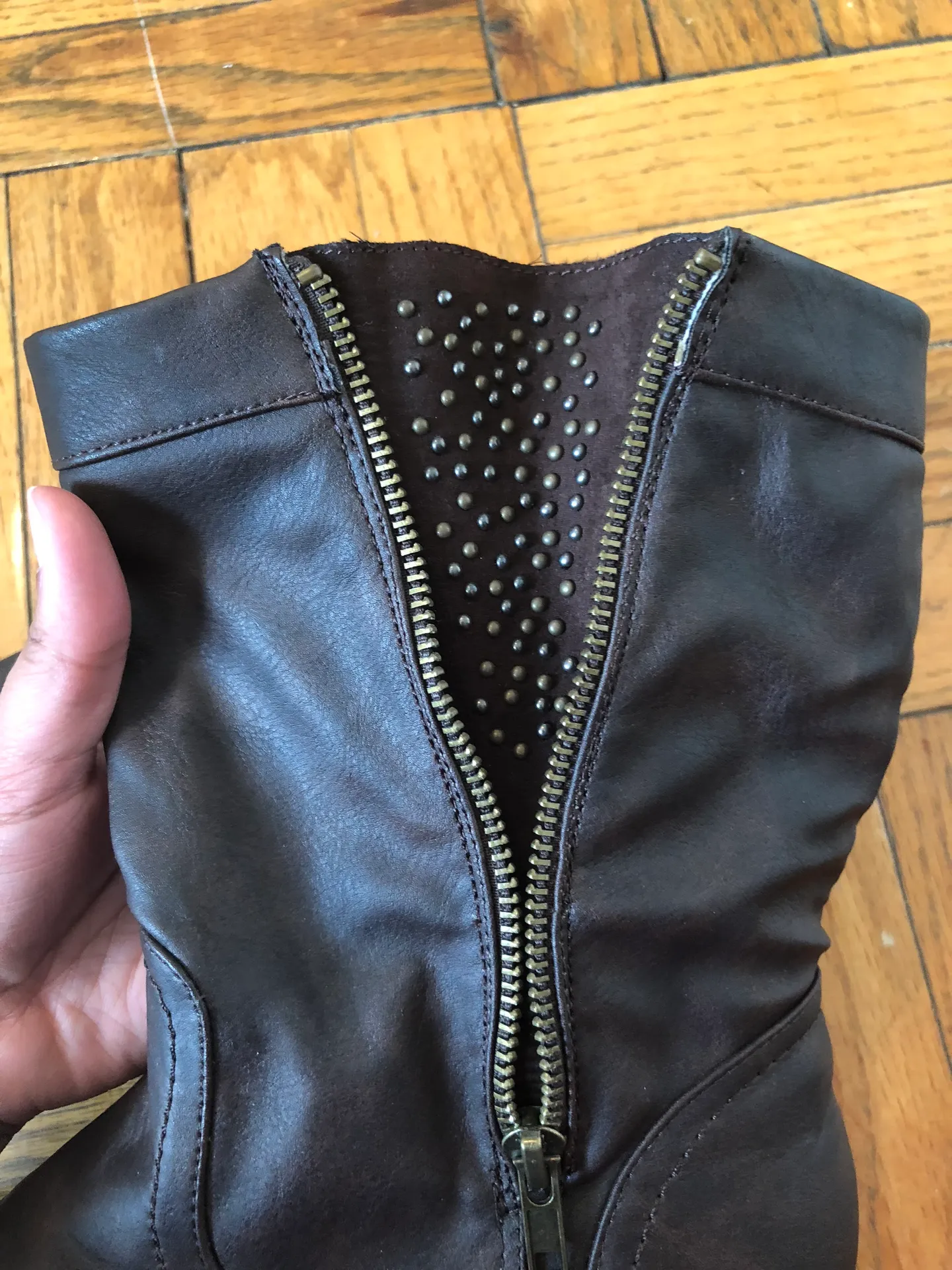 Studded Leather Combat Boots Brown Size 8.5 - Image 2