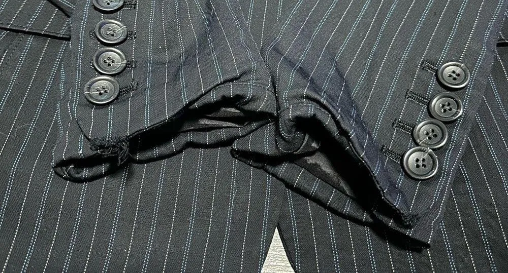 Ann Taylor  black blue Pinstripe button fitted Blazer size 6 - Image 11