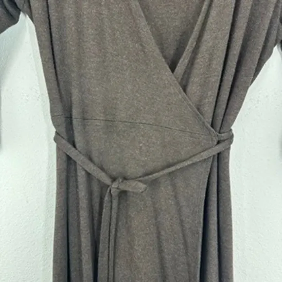 Eileen Fisher Dark Brown Wrap Dress Maxi Length 3/4 Sleeve Viscose‎ Minimalist - Image 6