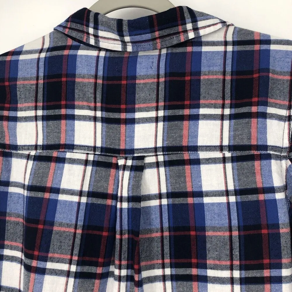 Nordstrom Abound Flannel Shirt Plaid Blue Black Red Long Sleeve Size S - Image 5