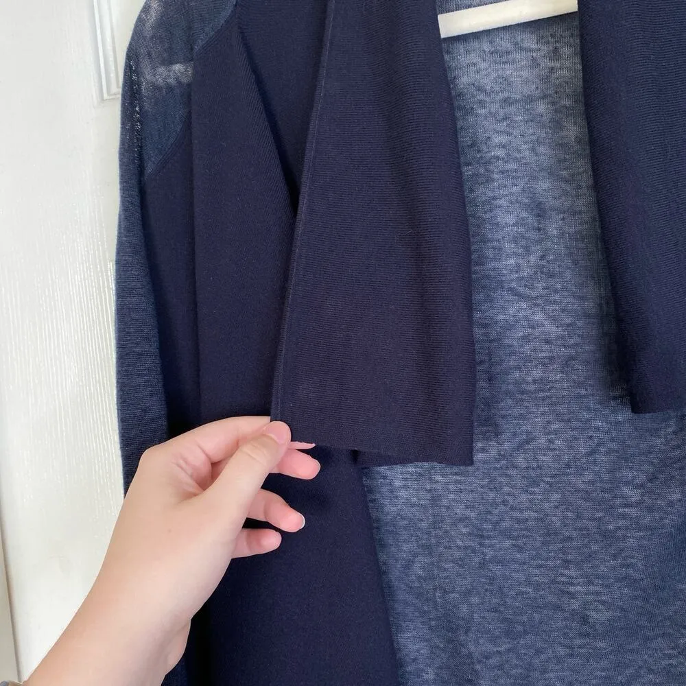 THEORY Navy Blue Draped Collar Cardigan Size Extra Small Basic Capsule Staple - Image 4