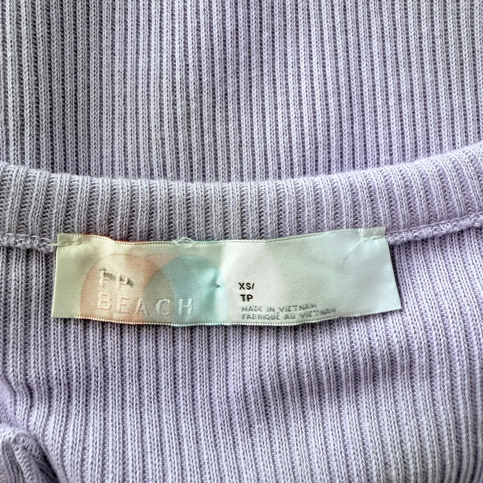 Free People mini dress knit ribbed casual summer cotton beach XS - Image 4