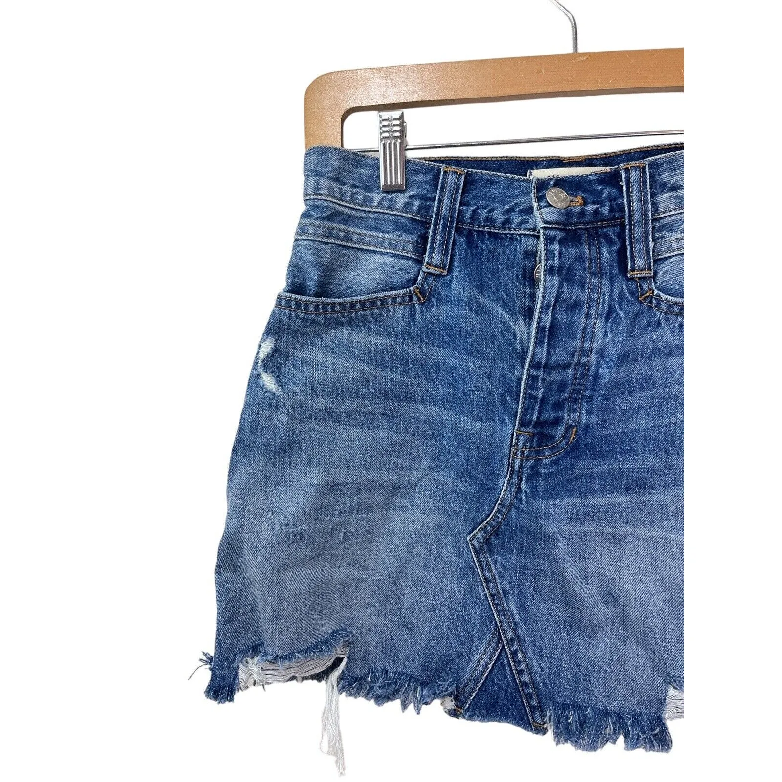 Madewell Blue Rigid Denim Mini Skirt  24 A-Line Jean Women’s Western Rodeo - Image 6