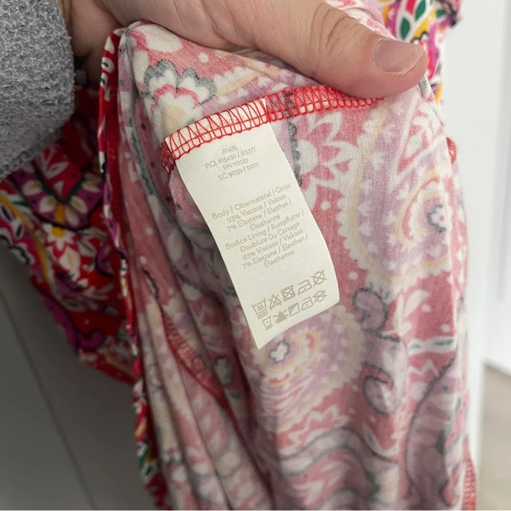 Boden Lilah Strapless paisley multi way halter Floral Dress Smocked Tie Red Size 6P - Image 6