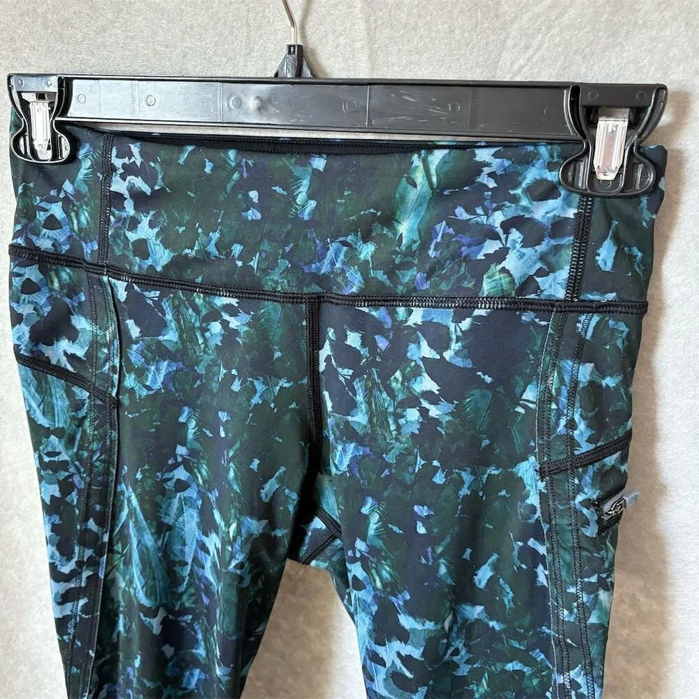 Lululemon Women's Size 6 Blue Floral Crop Leggings Running Yoga Capris - Image 2