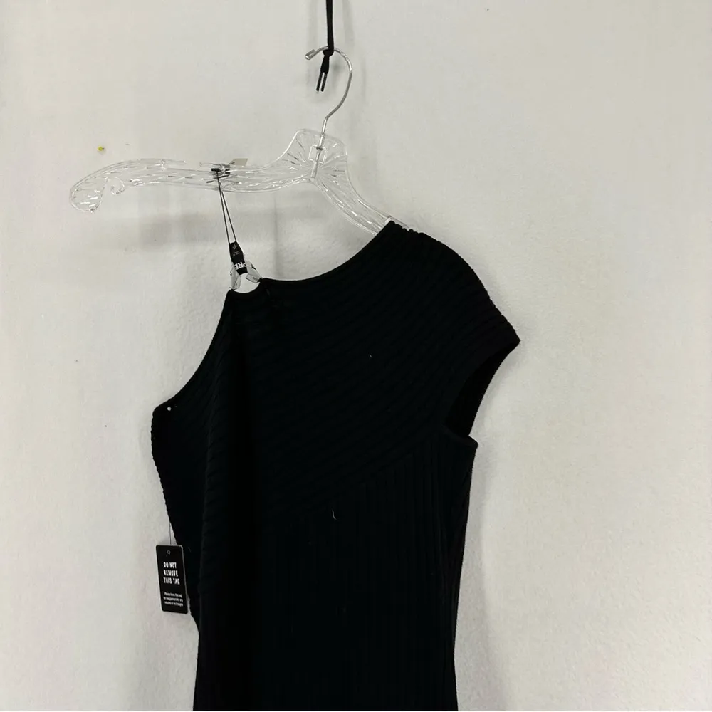 NWT Express One Shoulder Bodycon Midi Ribbed Dress Medium Black - Image 8